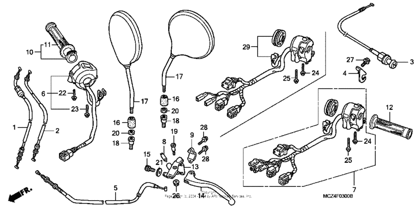 Handle lever + switch + cable