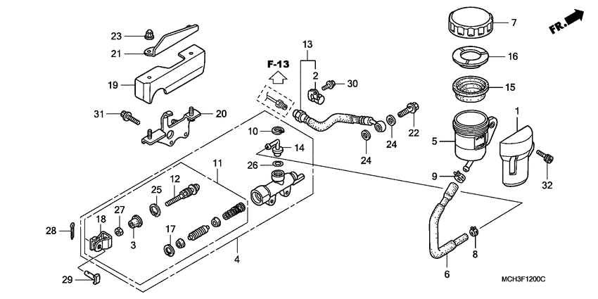 Rr. brake master cylinder