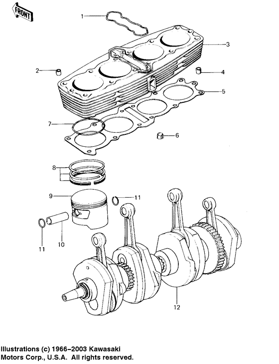 Cylinder/pistons/crankshaft