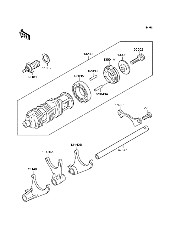 Gear change drum & forks