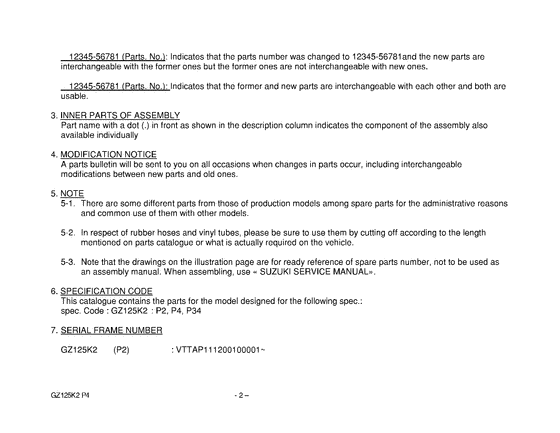 GZ125 Catalog preface