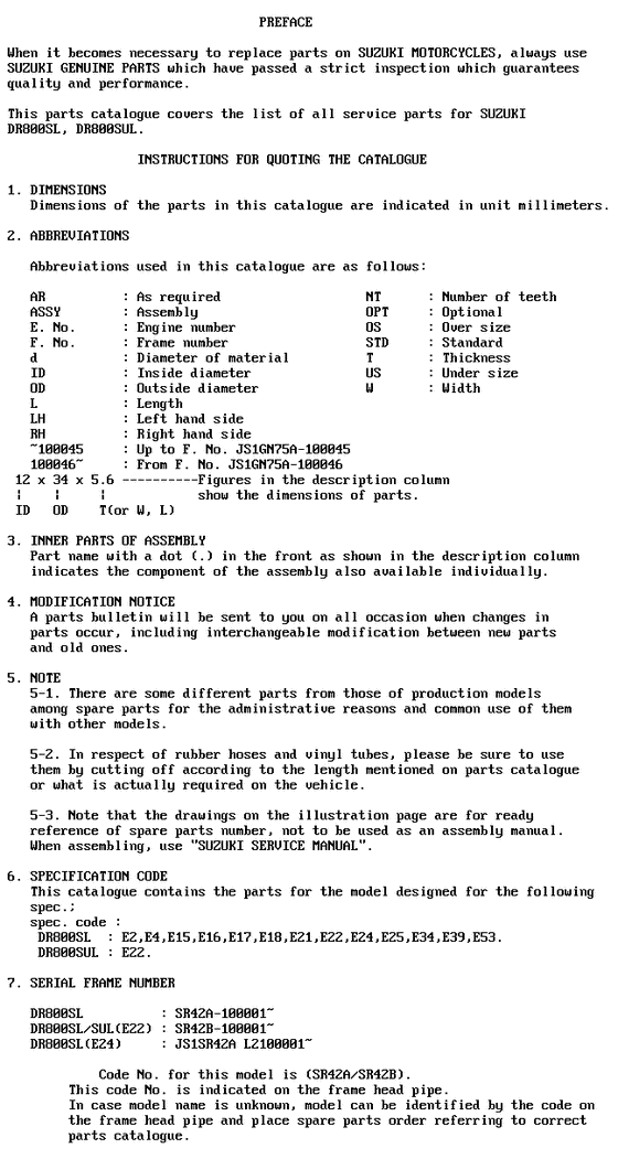 DR800 Catalog preface