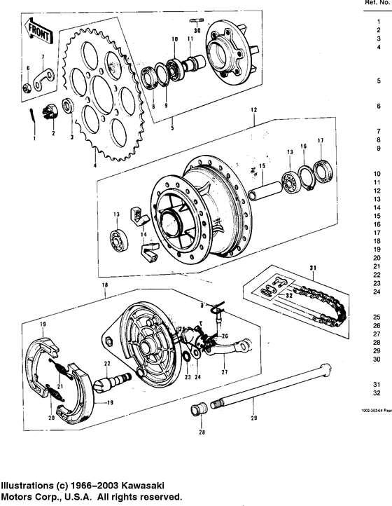 Rear hub/brake/chain
