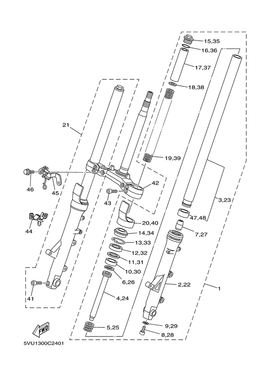 XP500 Передняя вилка
