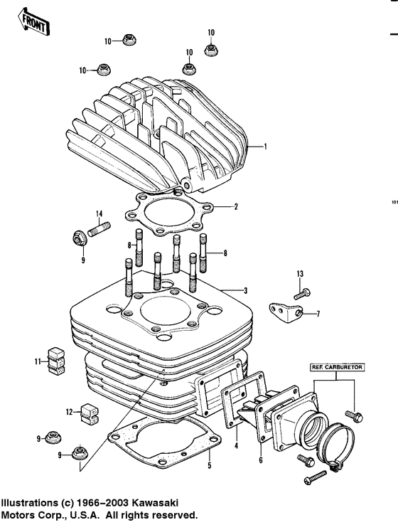 Cylinder head/cylinder/reed valve