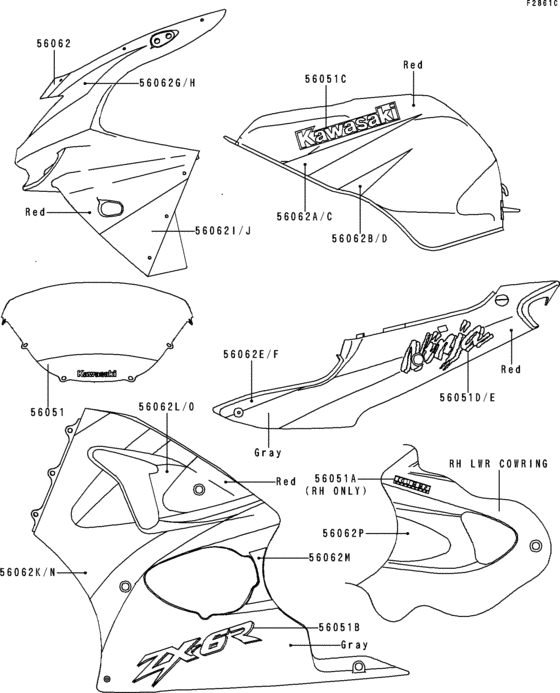 ZX600 Decals(red / gray)