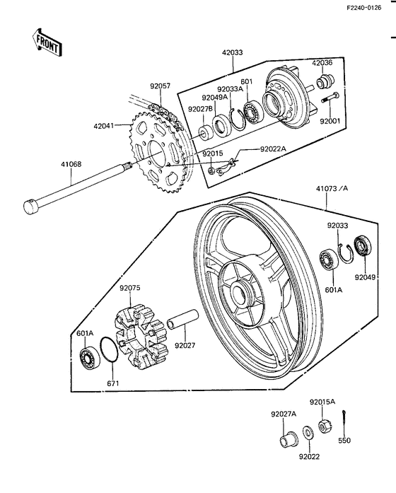Rear wheel/hub/chain