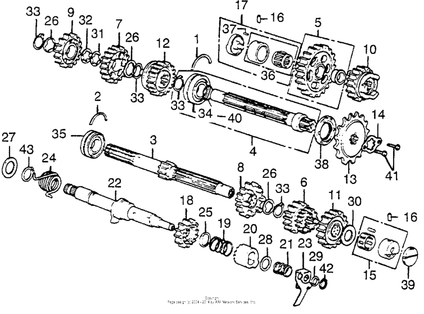 Transmission + kick spindle