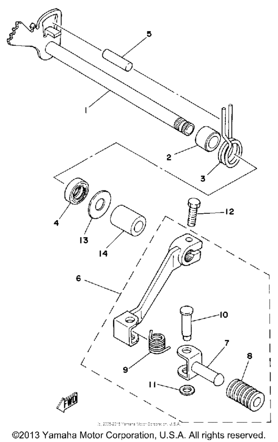 Shift shaft - pedal