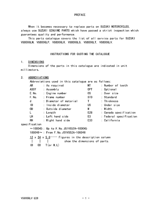 VS800 Catalog preface