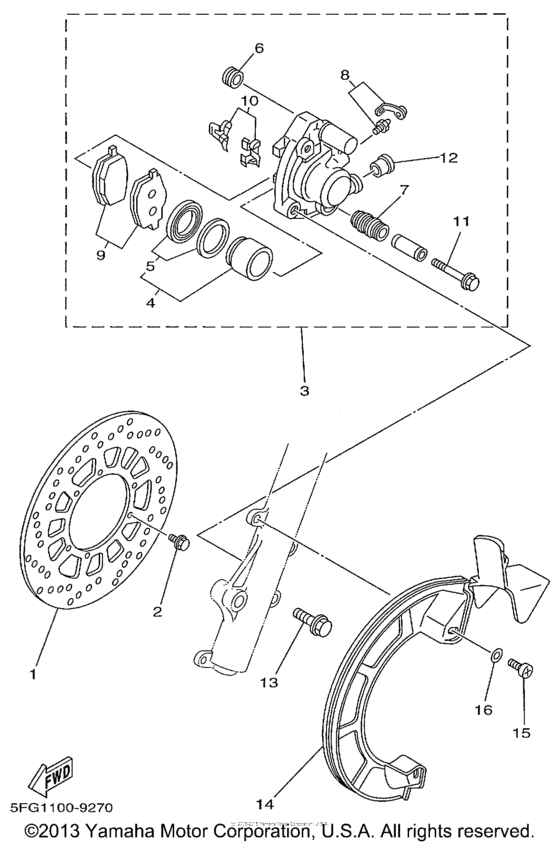 TTR225L Передний суппорт