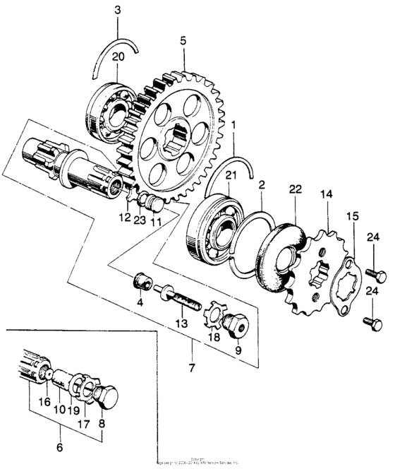 Final driven shaft + drive sprocket