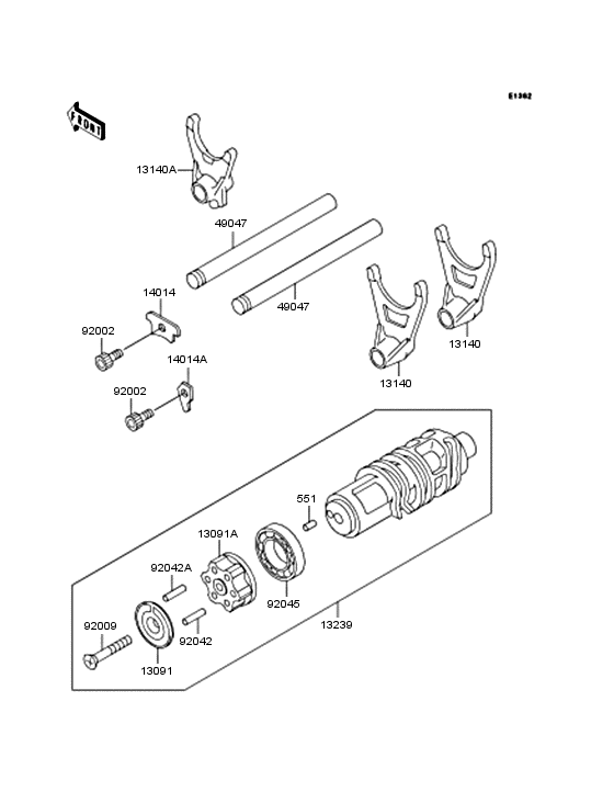 Gear change drum & forks