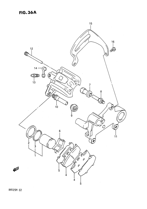 RM125 Задний суппортs