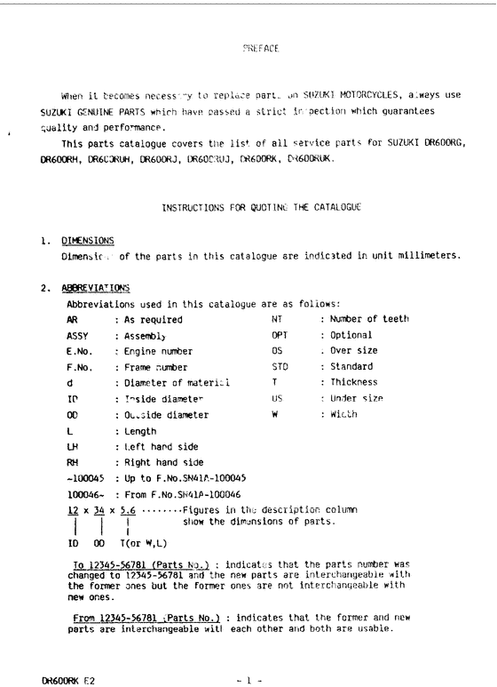 DR600 Catalog preface