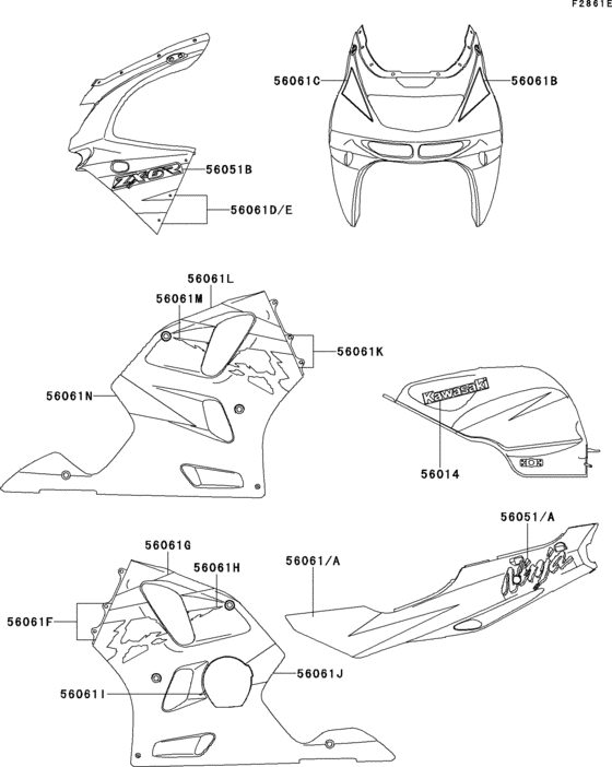 ZX600 Decals(green / white)(zx600-f2)