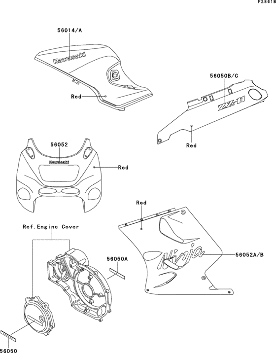 ZX1100 Наклейки (red)(zx1100-d9)