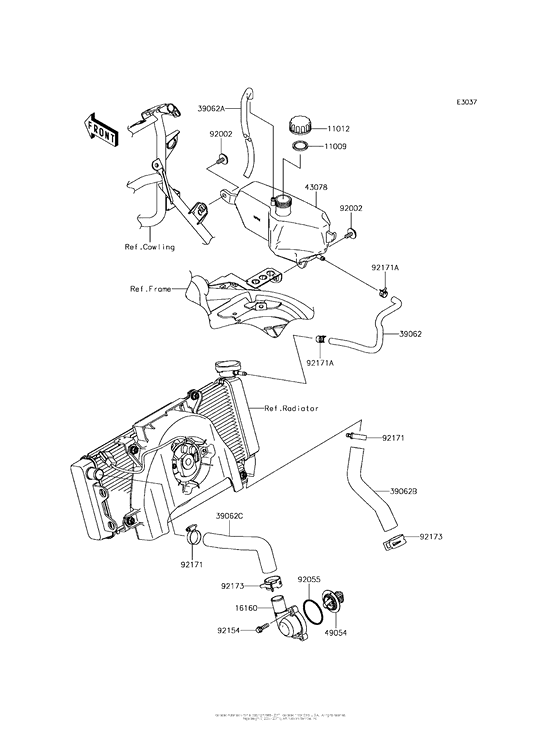 KLE650 Патрубки охлаждения