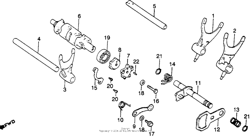 Shift drum + shift fork