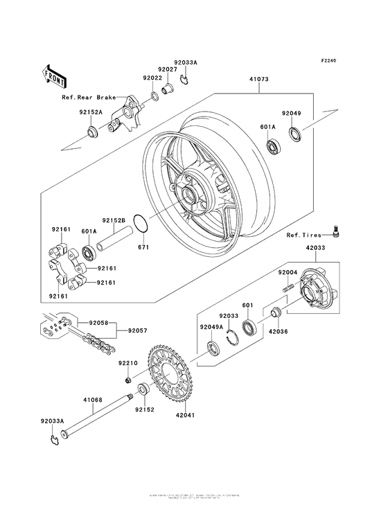 ZX1000 Заднее колесо и цепь