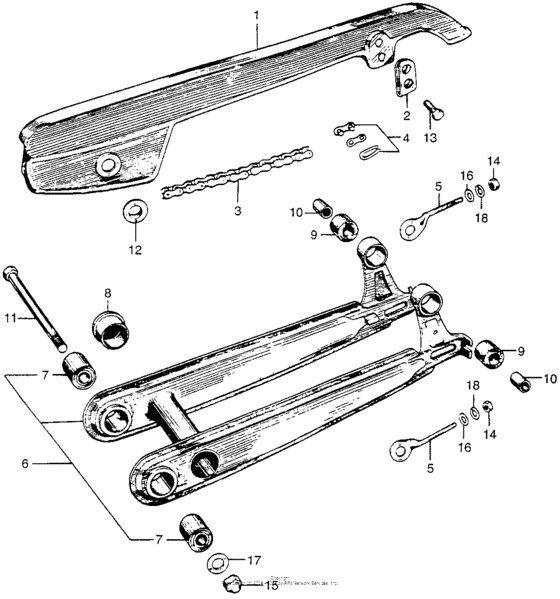 Chain case + swingarm