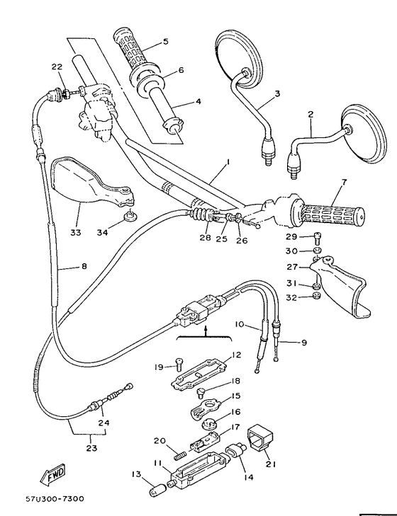 Steering handle. cable