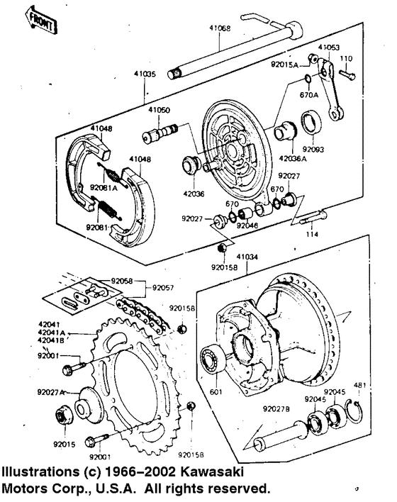 Rear hub/brake/chain
