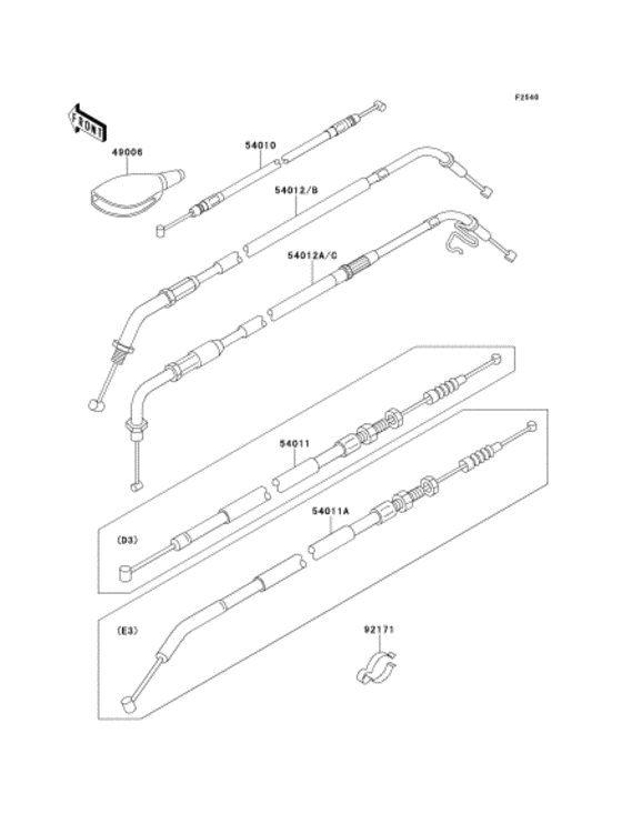 EJ650 Тросы управления