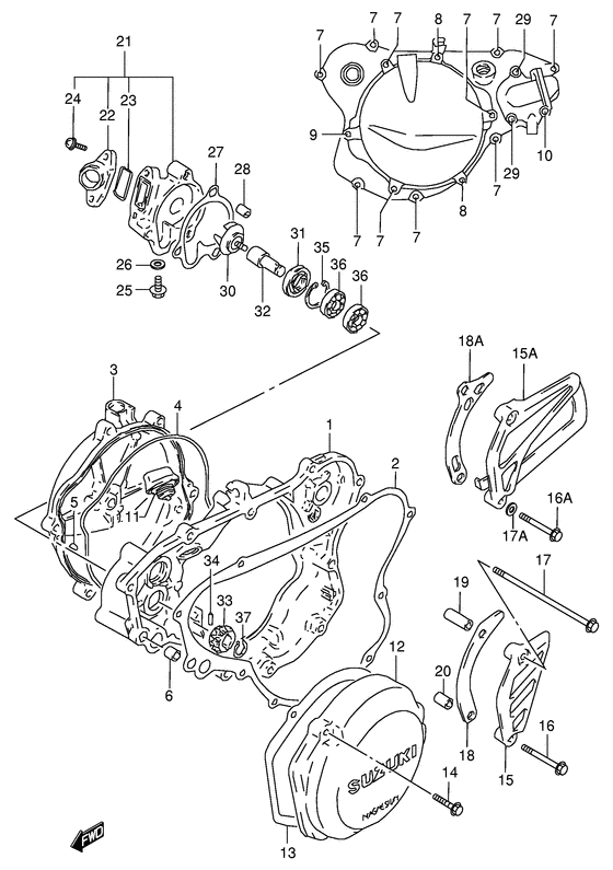 Crankcase cover- water pump