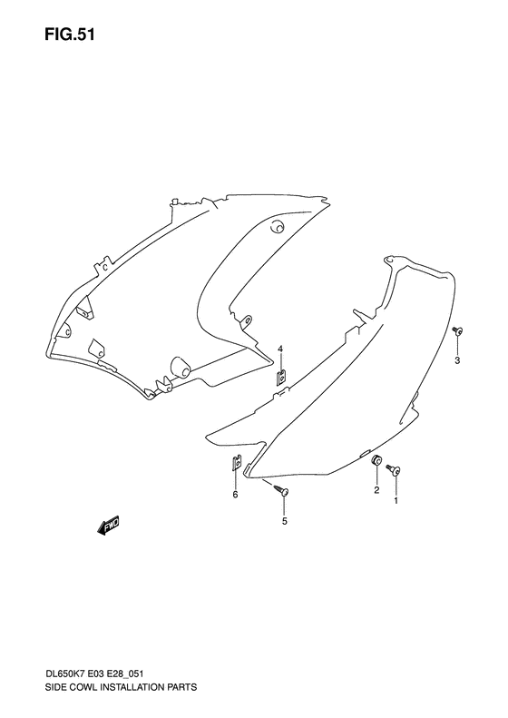 Side cowling installation parts