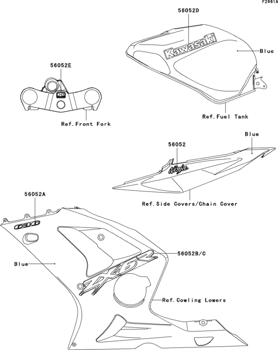 ZX636 Наклейки (blue)(zx636-b1)