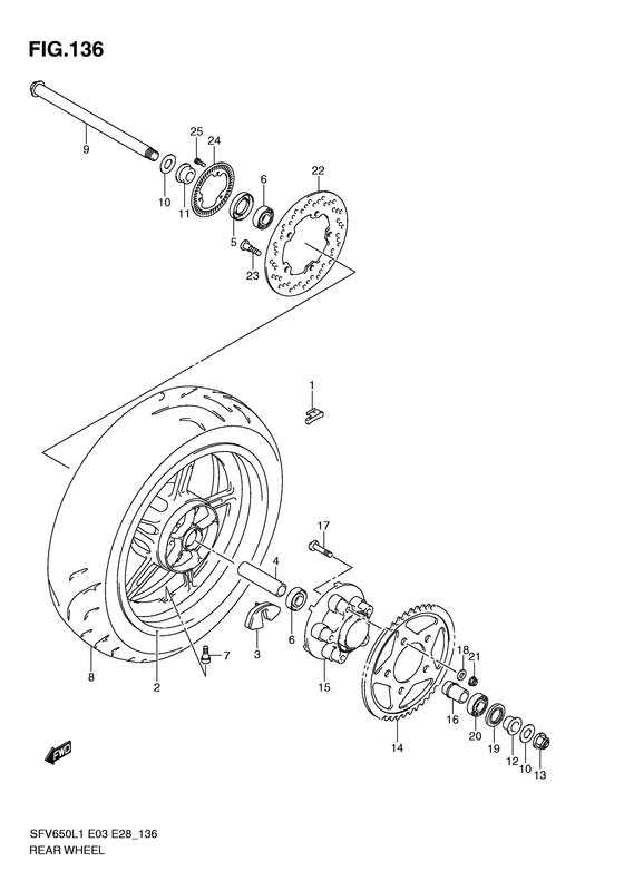 Rear wheel complete assy