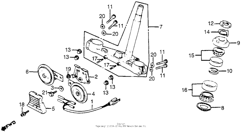 Steering stem + horn