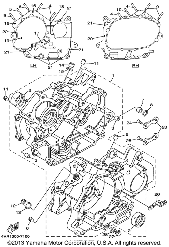XVS650A Картер двигателя