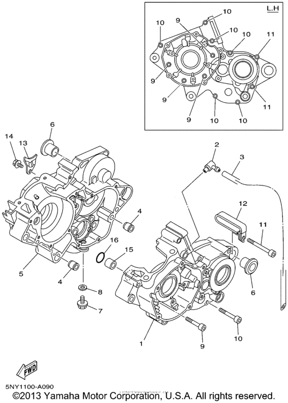 YZ125P Картер двигателя