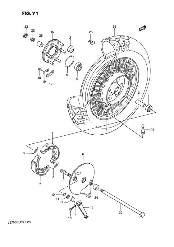 Rear wheel complete assy
