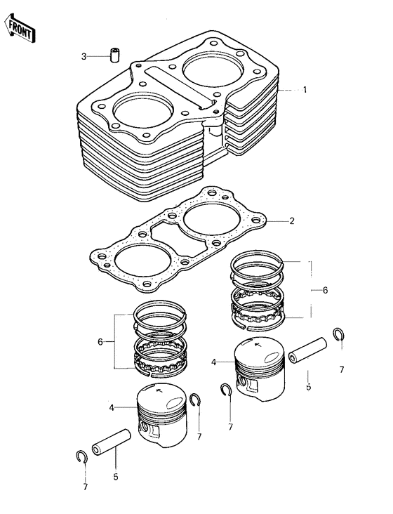 Cylinder/pistons