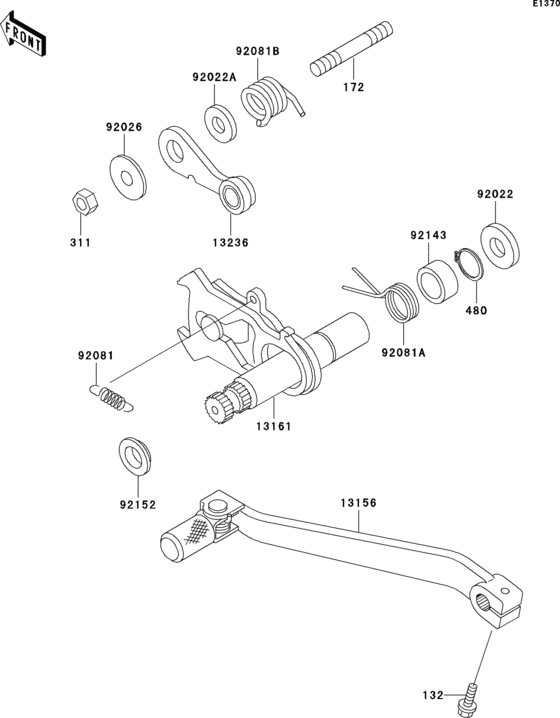 KLX300R Механизм переключения передач