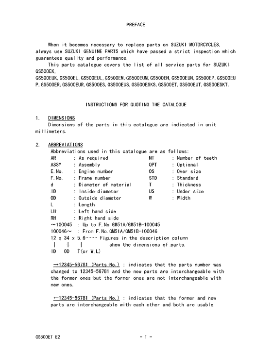 GS500 Catalog preface