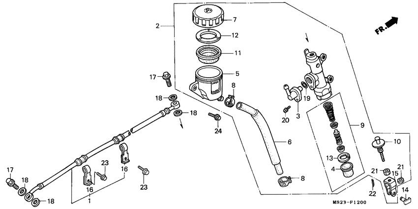 Rr. brake master cylinder