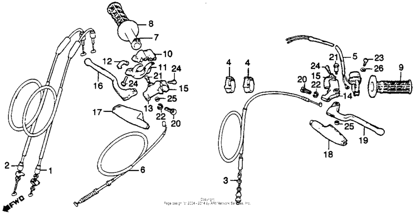 Handle lever + switches + calbes
