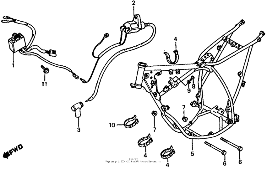 Frame + ignition coil 84