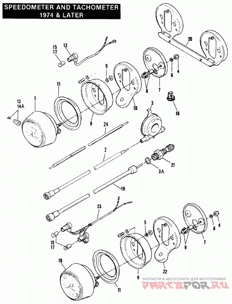 SPEEDOMETER & TACHOMETER - 1974 & LATER для мотоциклов Harley