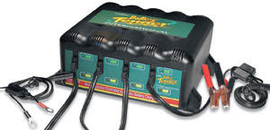 Deltran four-bank battery tender charging station