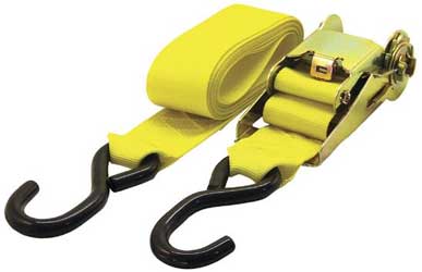 Boater sports ratchet gunwale tie-down strap