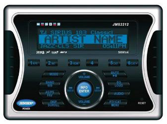 Jensen black waterproof am / fm / cd / usb / ipod weatherband / sirius satellite ready stereo