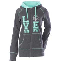 Yamaha snowmobile accessories & apparel womens divas snowgear love snow zip hooded sweatshirt