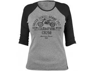 Honda womens vintage cr250 baseball tee
