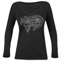 Speed and strength womens american beauty long sleeve v-neck tee