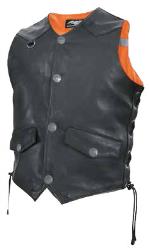 Missing link mens g2 d.o.c. reversible leather and hi vis orange safety vest